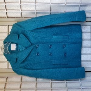 Gucci blue/green wool and alpaca blend double breast lined girls coat si…